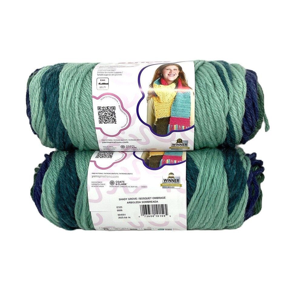 Yarnspirations-Red Heart-Super Easy Stripes Yarn “Shady Grove” (2 Skeins)